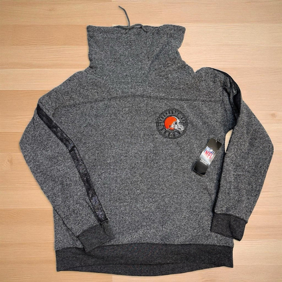 NFL Cleveland Browns Heather Charcoal Cowl Neck Pullover Women’s Sweater Medium - Picture 1 of 8